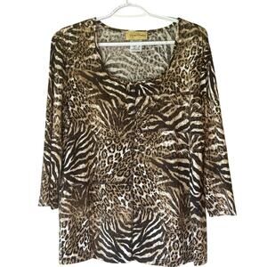 Kristen Crenshaw 3/4 Sleeve Animal Print Top XXL